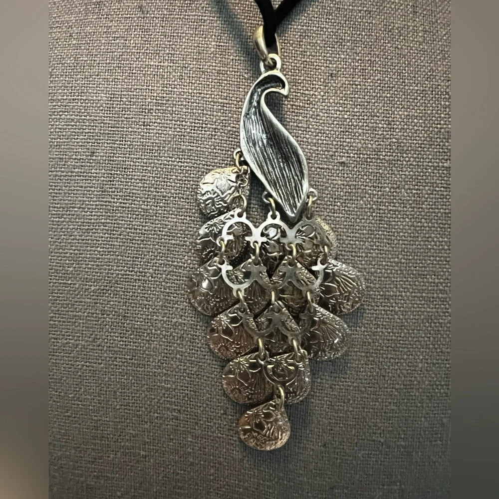 Rare Vintage Peacock Silver Necklace - Picture 4 of 6